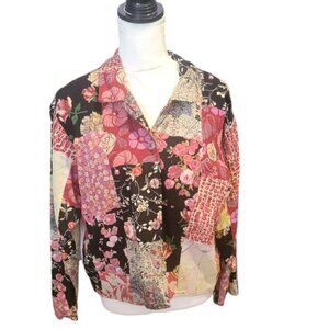 Casual Studio New York Patchwork Black and Fushia Long Sleeve Jacket in Size XL